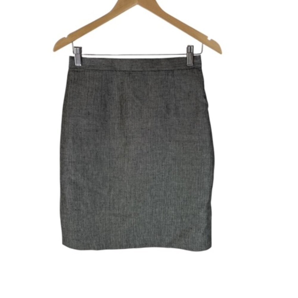 J. Crew Linen Metallic Brown Silver Timber Tweed Pencil Lined Linen Skirt Size 6